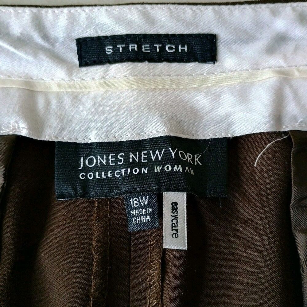 Jones New York Collection Woman Pants 18W Brown Stretch Dress Slacks Str8 Leg - Picture 9 of 10